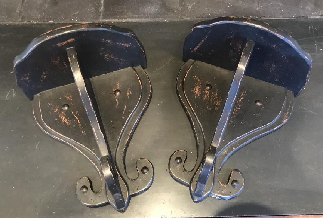 Pair of Carved & Painted Wood Wall Bracket Shelves (1 of 2)