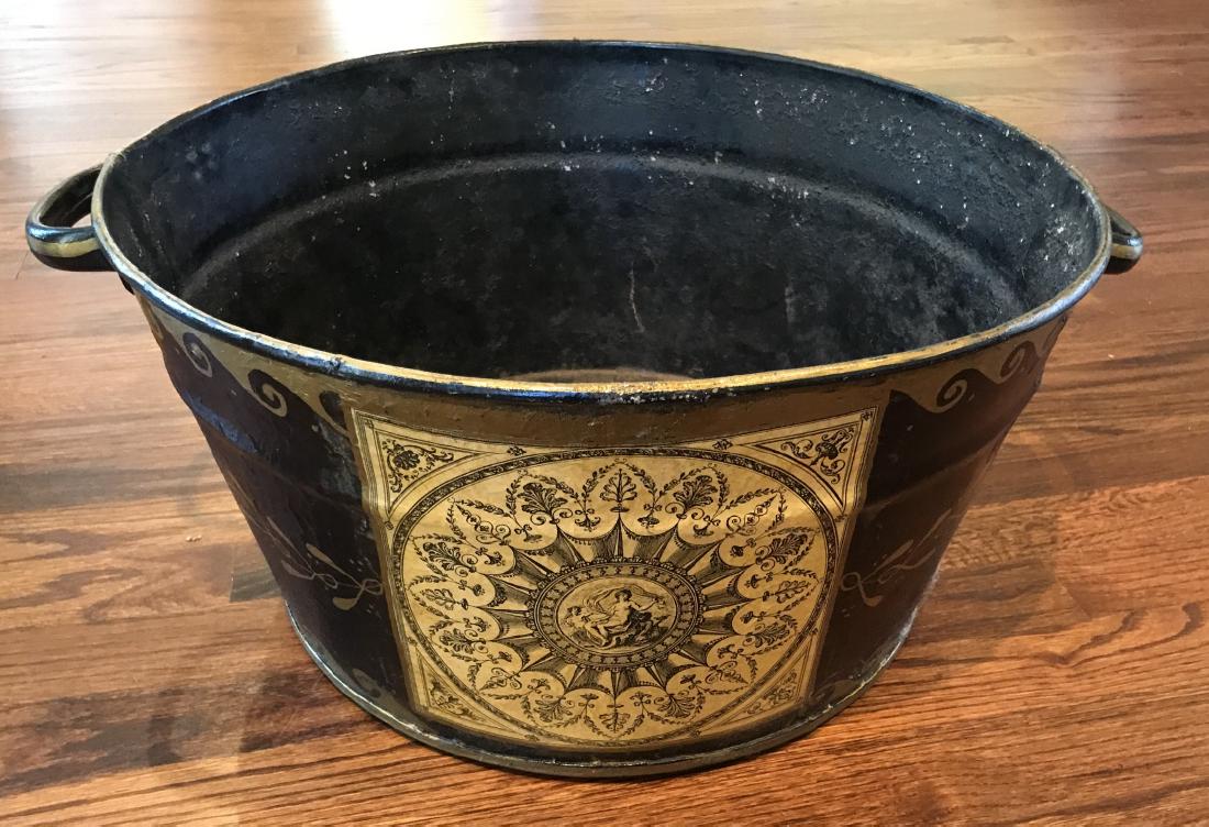 Decorative Tole Metal Fireplace Side Wood Bucket (1 of 3)