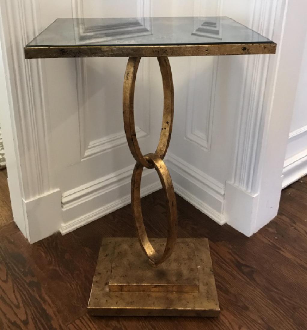 Contemporary Gold Tone Link Design End Table (1 of 4)