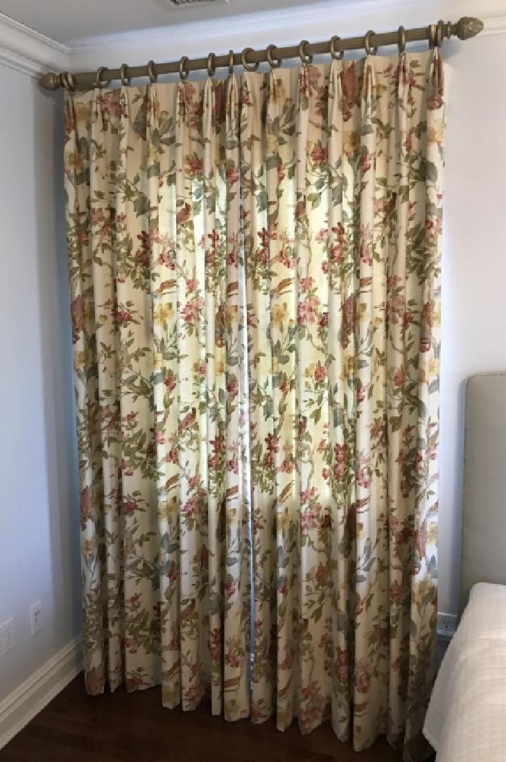 Pair Custom Made Bird Motif Design Fabric Curtains (1 of 5)