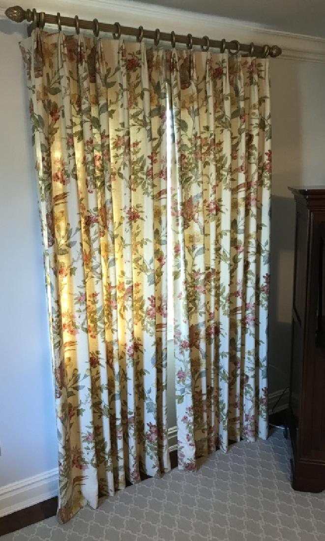 Pair Custom Made Bird Motif Design Fabric Curtains (1 of 7)