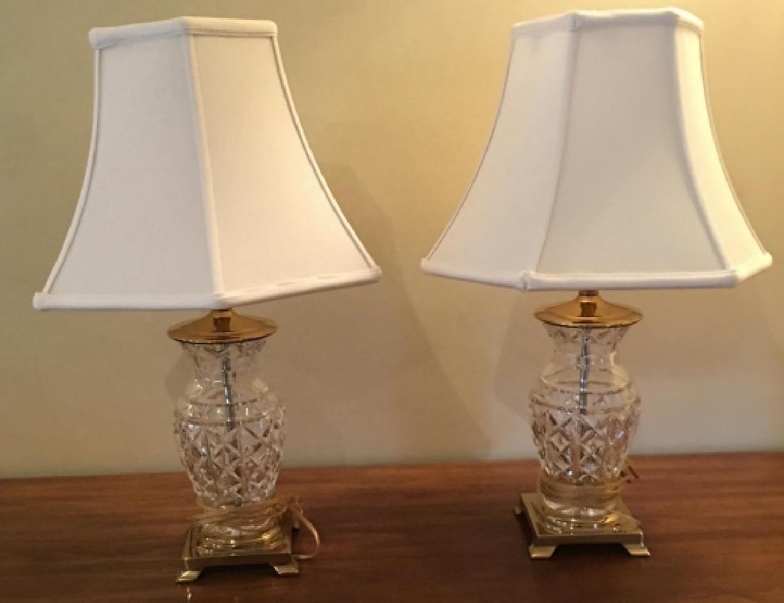 Pair Waterford Crystal & Brass Table Lamps (1 of 6)