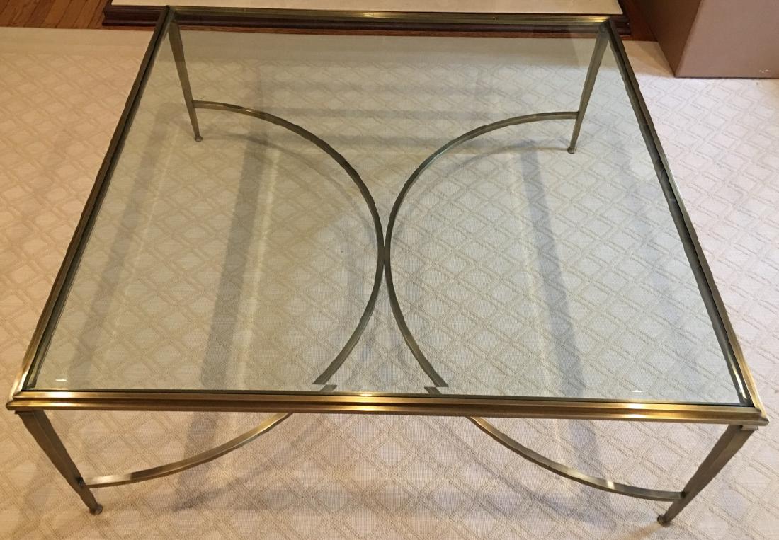Custom Modern Beveled Glass & Brass Coffee Table (1 of 8)