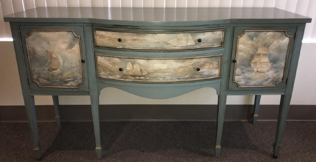 Sheraton Style Custom Nautical Painted Sideboard (1 of 10)
