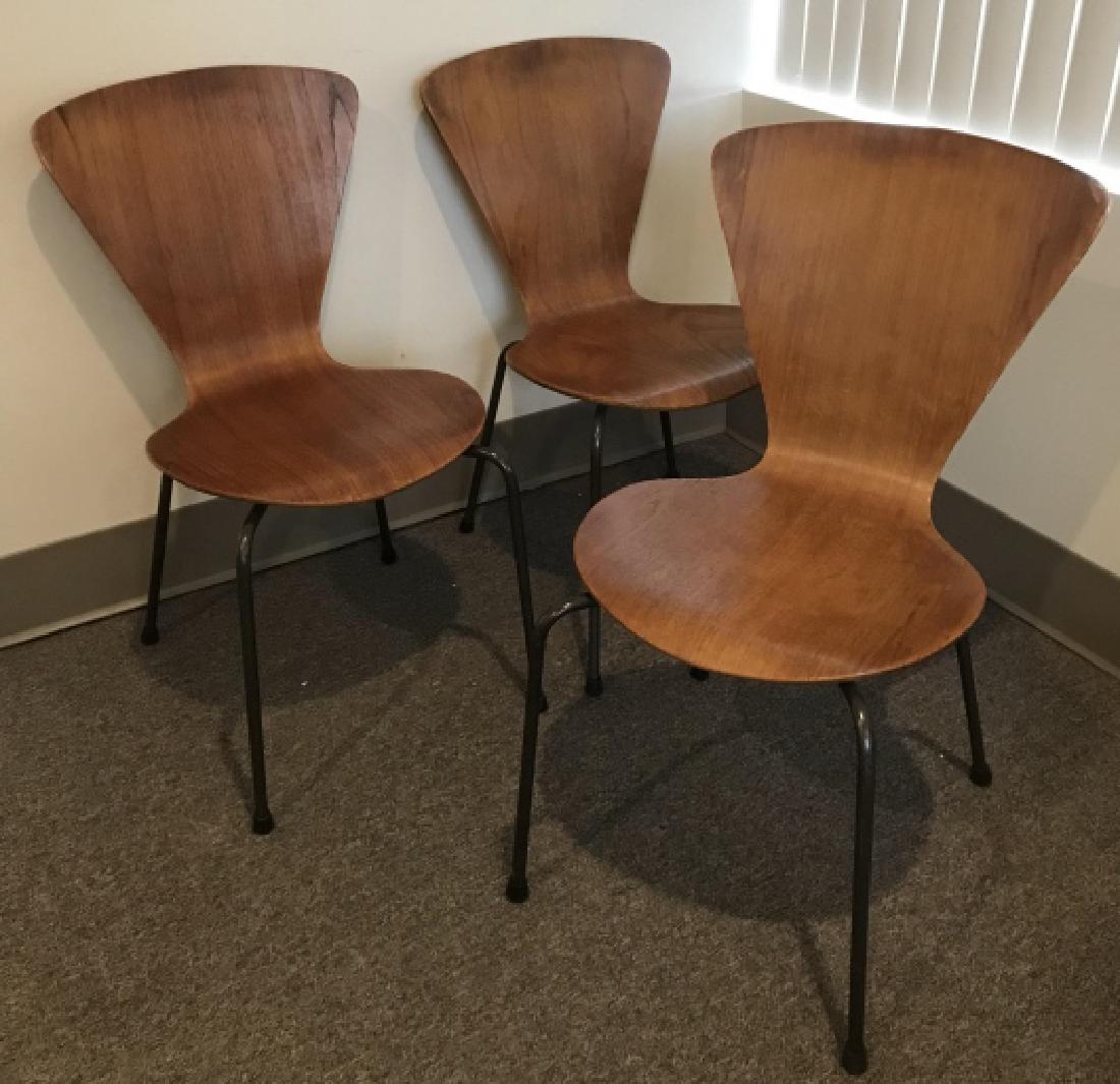 3 Custom Modernist Wooden Scoop Back Side Chairs (1 of 10)