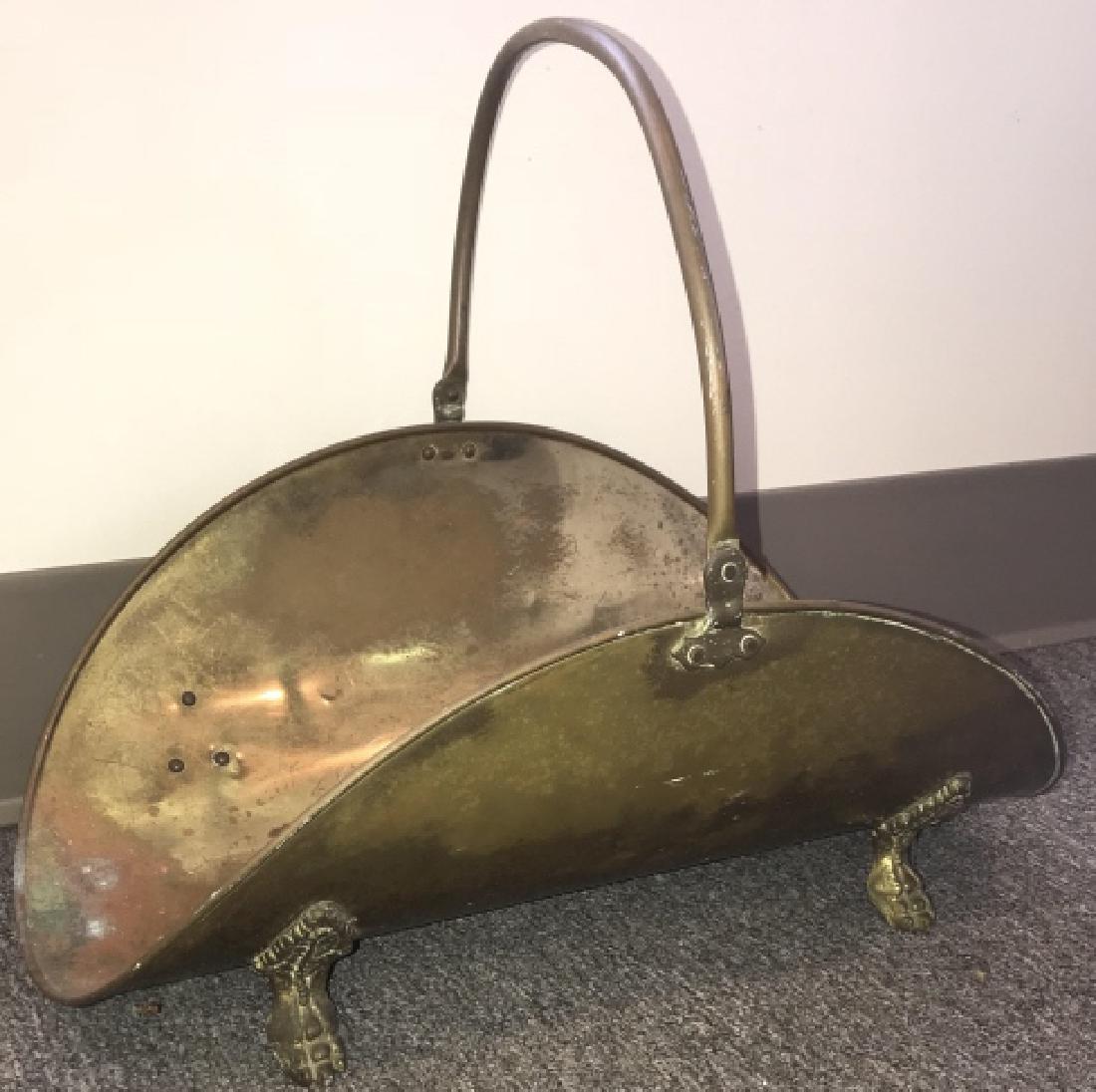 Antique Brass Firewood Holder W Claw Feet (1 of 4)