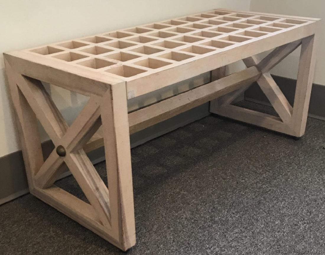 Contemporary Style Pickled Wood X Form Bench (1 of 9)