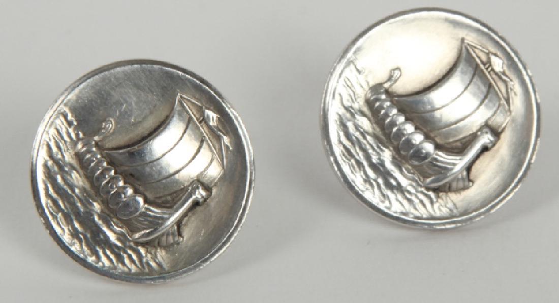 Georg Jensen Sterling Silver Viking Ship Earrings (1 of 2)
