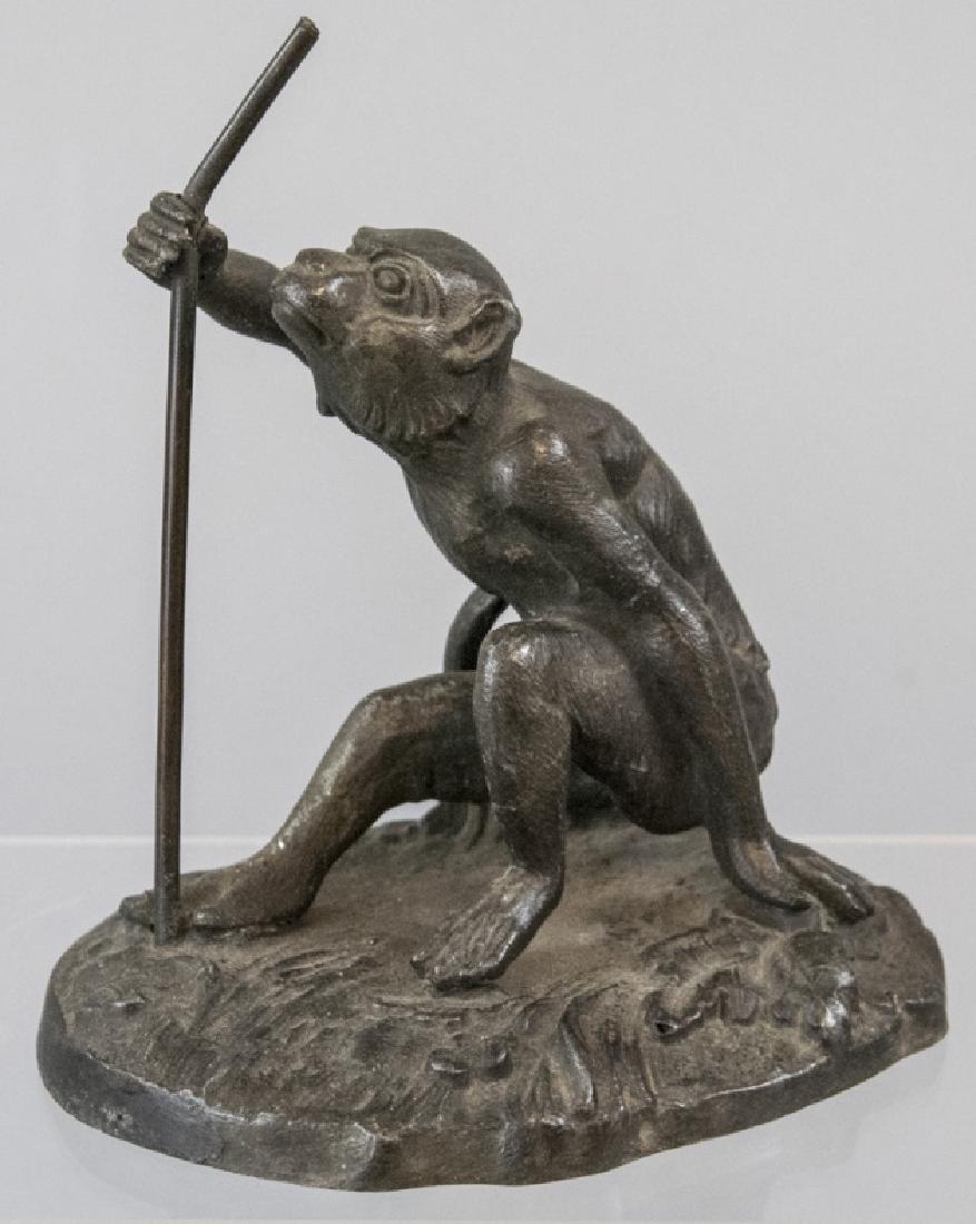 Antique Bronze Statue of a Monkey on Base (1 of 5)