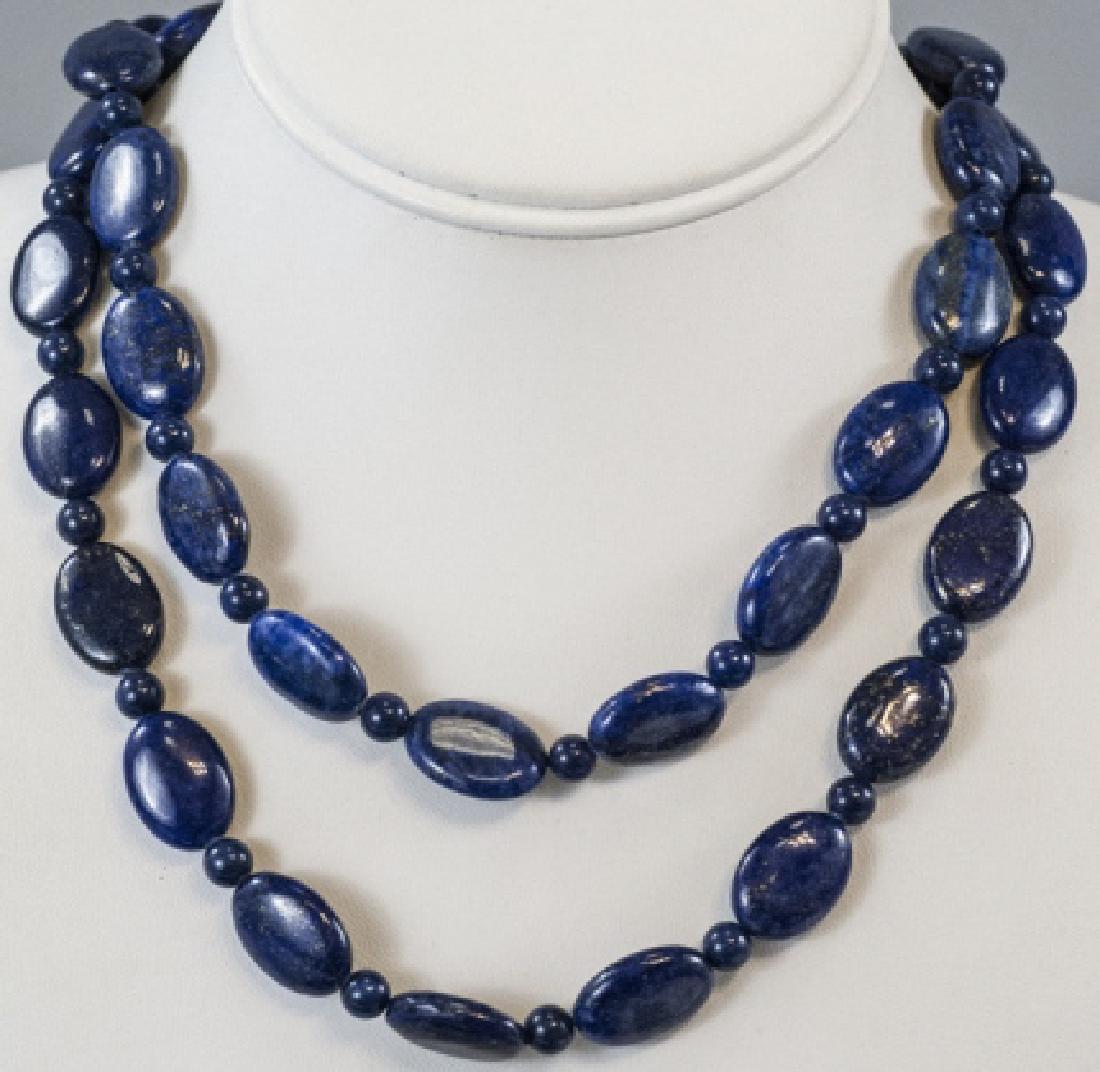 Pair of Carved Lapis Lazuli Beaded Necklaces (1 of 5)