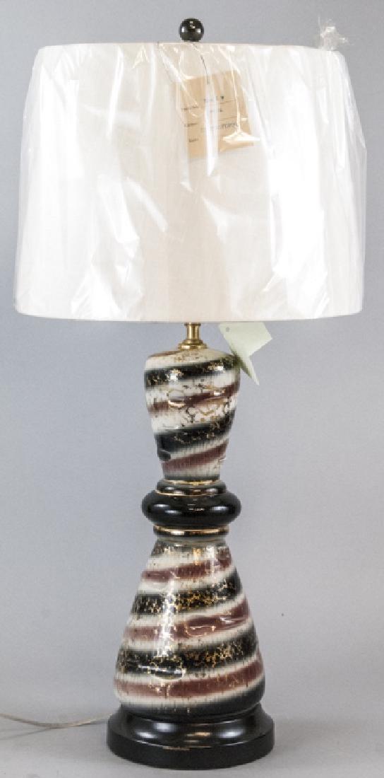 Mid C Abstract Urn Form Ceramic Lamp + Shade (1 of 6)