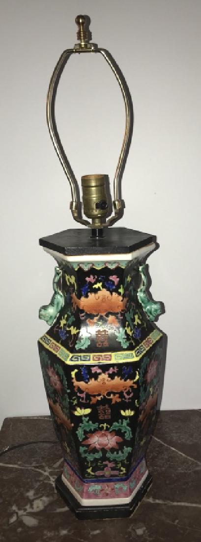 Large Chinese Hand Painted Porcelain Vase Lamp (1 of 4)