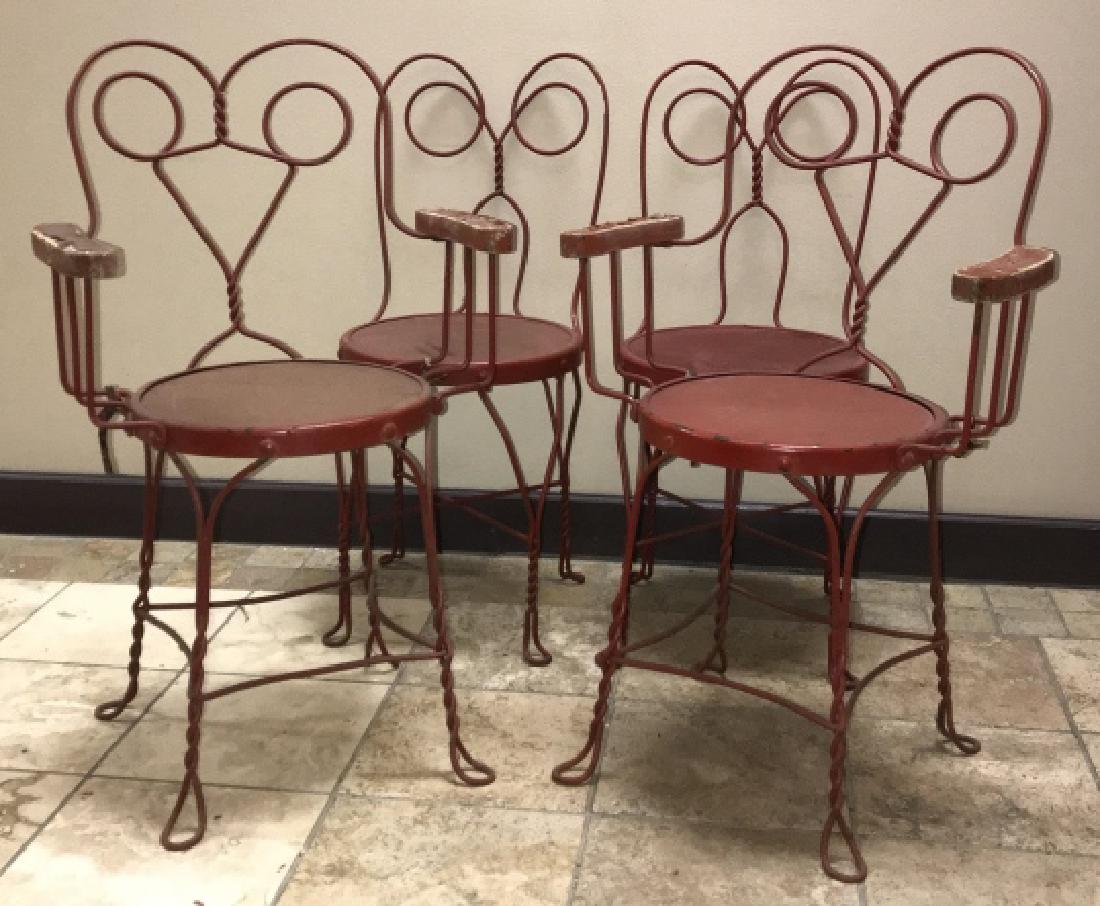 4 Red Metal Bistro / Ice Cream Parlor Chairs (1 of 6)