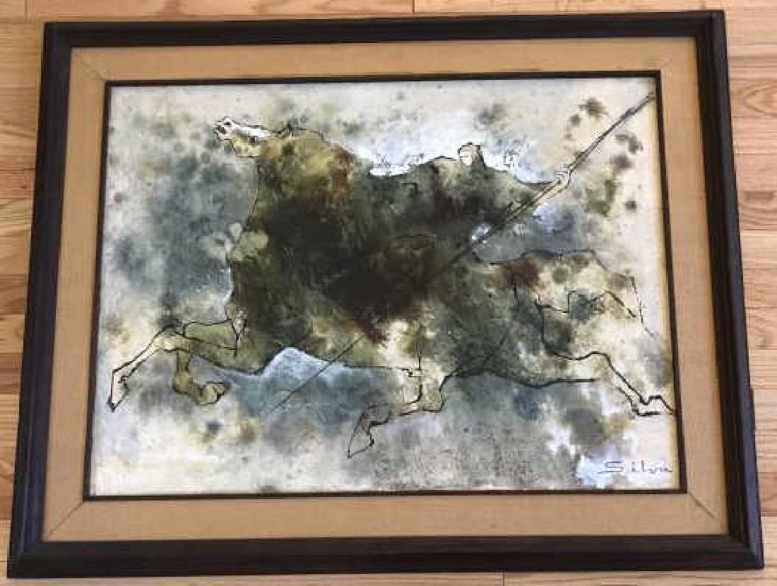 Framed Modern School Painting Signed Silva (1 of 4)