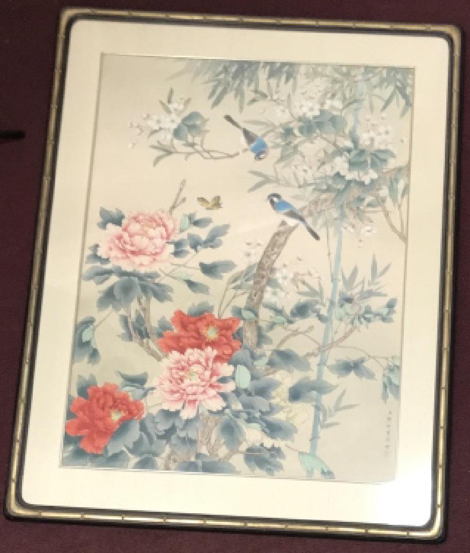 Large Framed Chinese Nature Scene Painting on Silk (1 of 5)