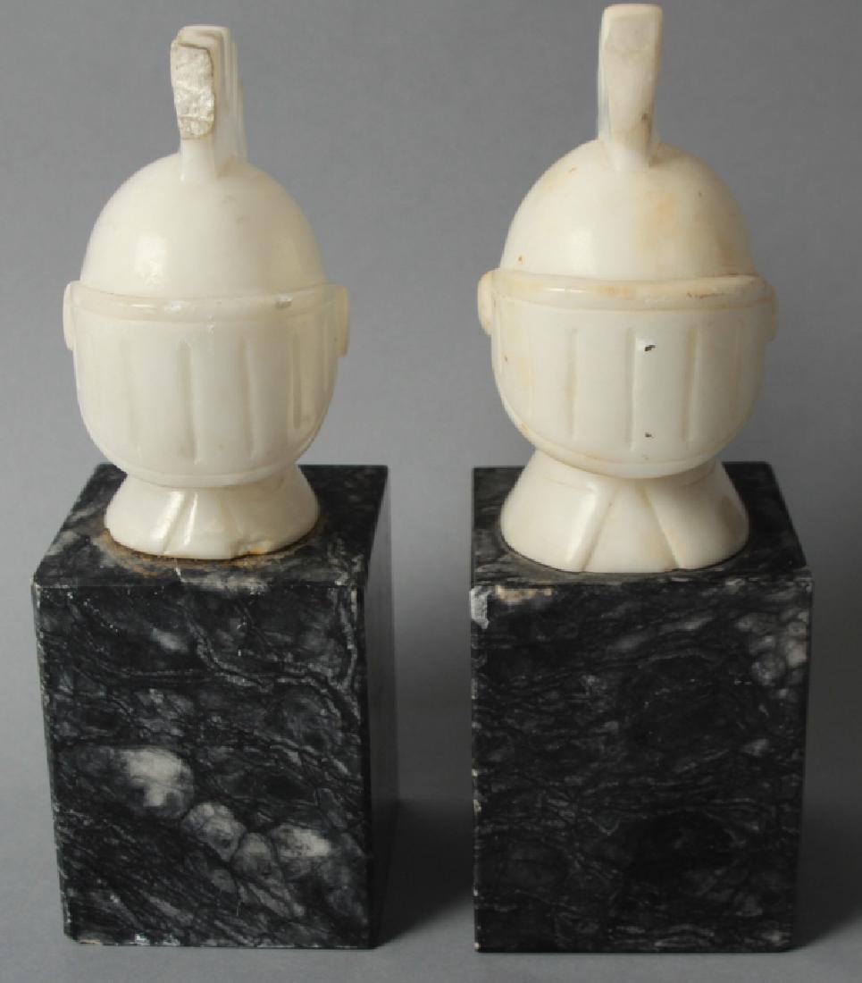 Pair of Carved Marble Knights in Armor Statues: Pair of Carved Marble Knights in Armor Statues. Property of a Manhattan estate.