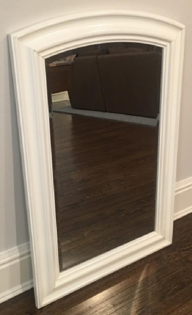 Contemporary White Wood Frame Beveled Mirror (1 of 5)