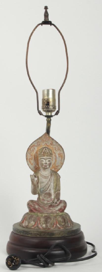 Chinese Figural Buddha / Deity Table Lamp (1 of 5)