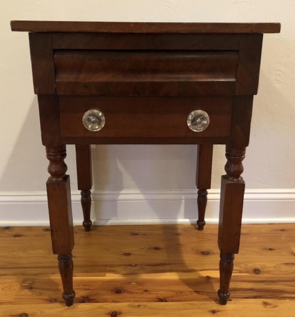 Antique Burled Wood Side Table Turned Legs