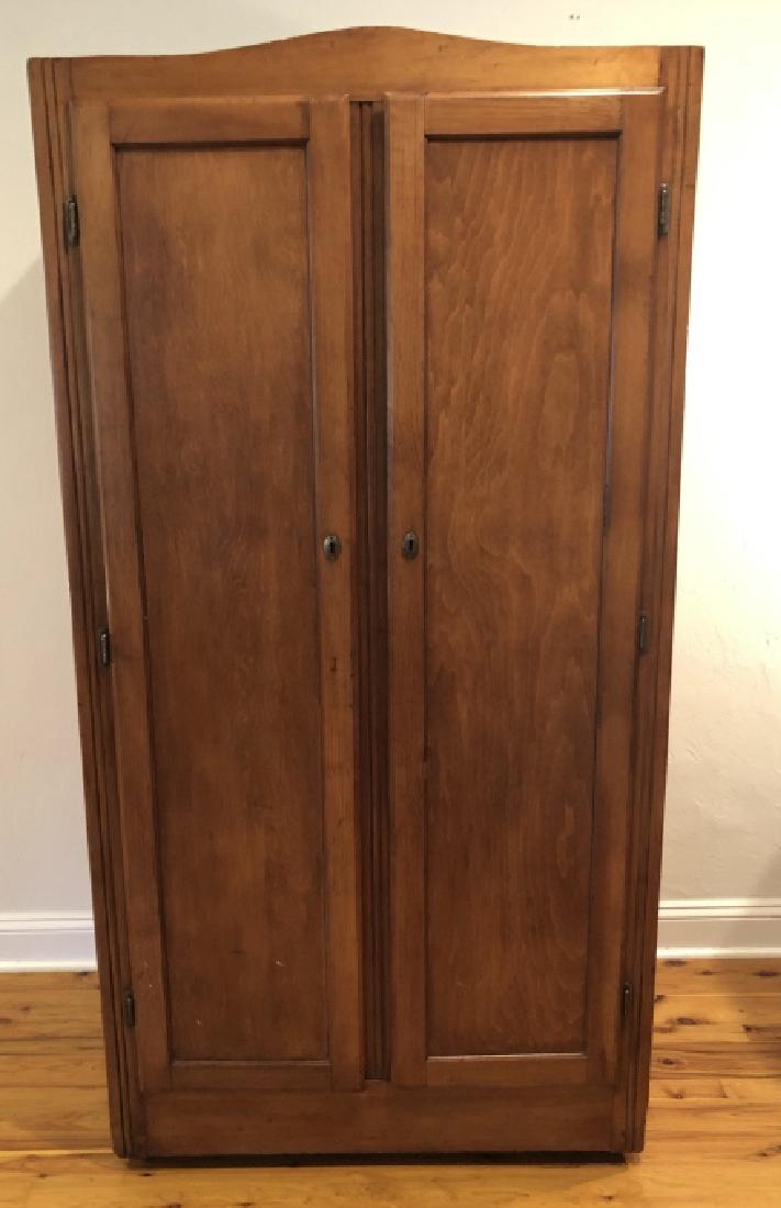 Antique Pine 2 Door Wardrobe with Brass Hardware (1 of 4)