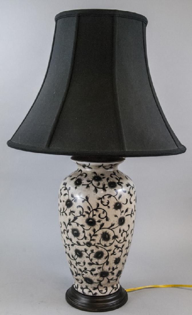 Large Asian Style Hand Painted Porcelain Lamp (1 of 5)