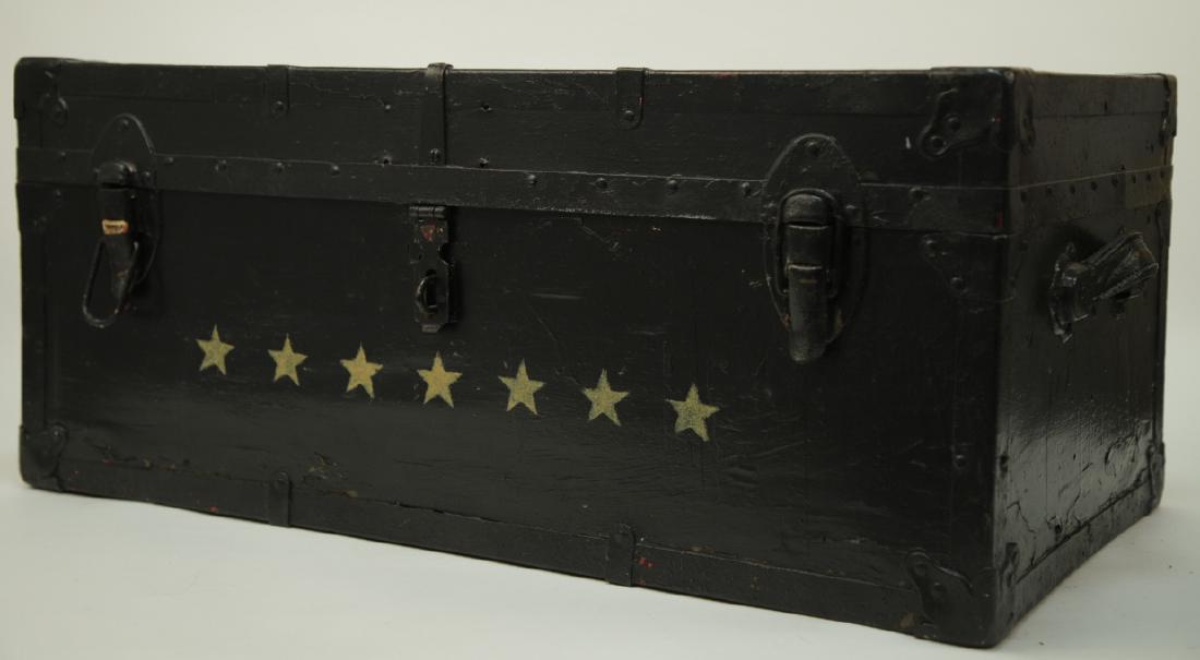 Vintage Hand Painted Military Style Trunk w Stars (1 of 8)