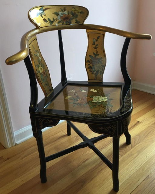 Chinese Gilt Lacquer Hand Painted Corner Chair Jan 24 2019 Chinese Gilt Lacquer Hand Painted Corner Chair