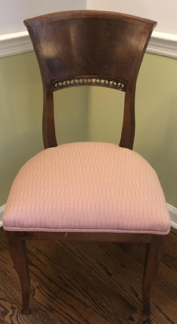 Biedermeier Style Burled Mahogany Desk Chair: Biedermeier Style Burled Mahogany Desk Chair. Custom upholstered. 34 inches x 18 inches x 18 inches. Property of a Bedford, New York country estate.