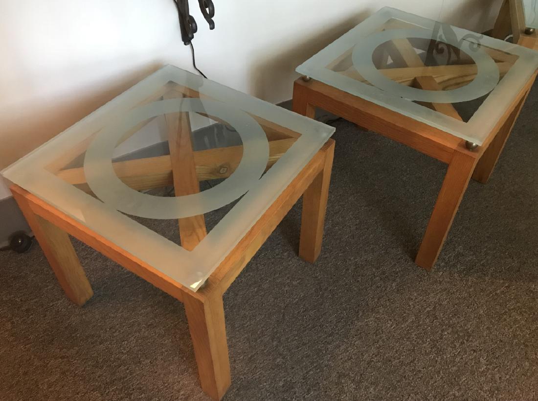 2 Custom Contemporary Glass Top Side / End Tables (1 of 4)