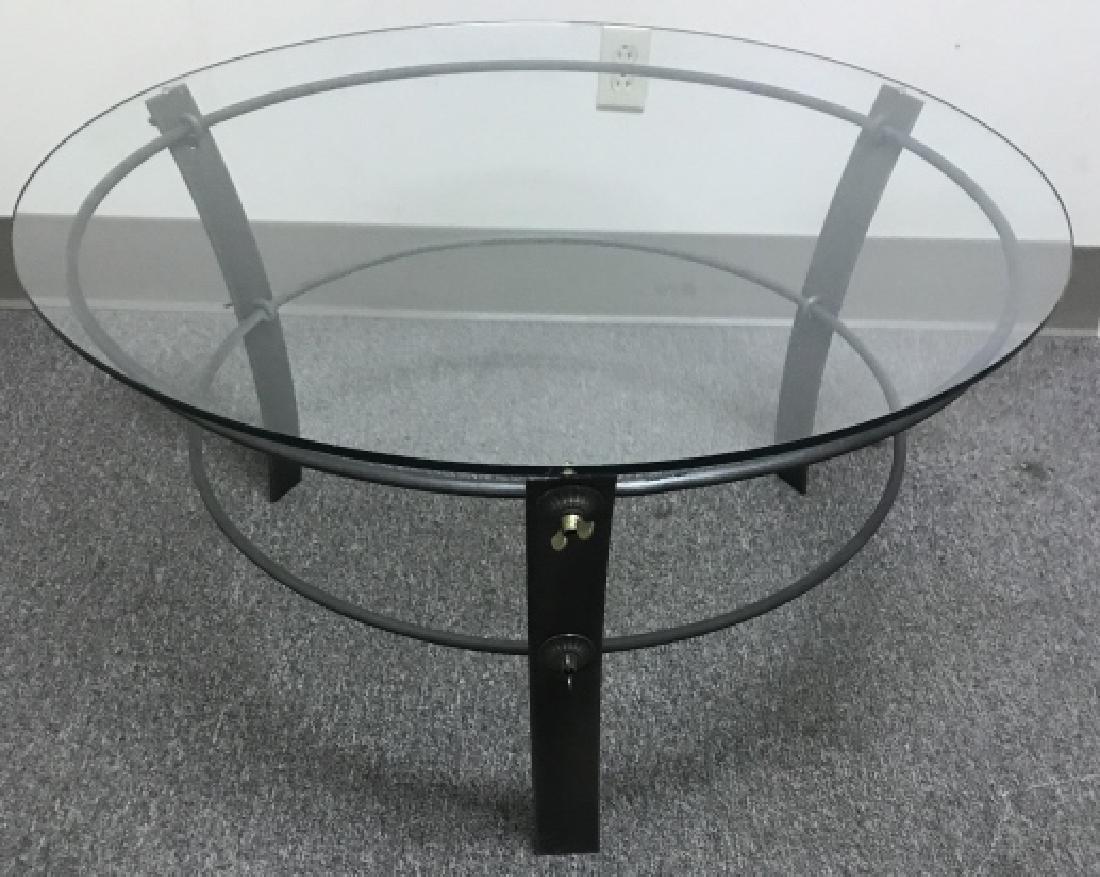 Industrial Style Metal & Glass Top Coffee Table (1 of 6)