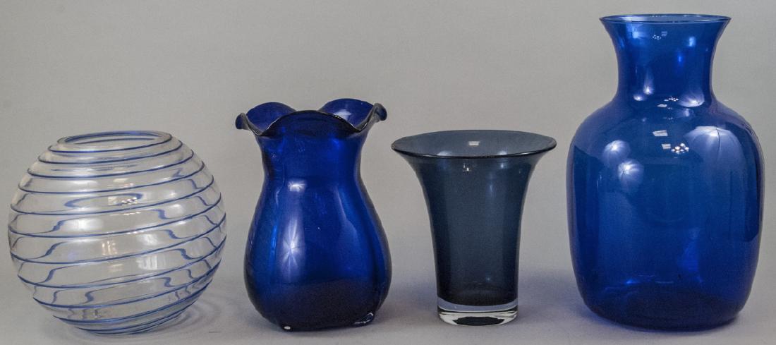 4 Cobalt Blue  Art Glass Vases (1 of 5)