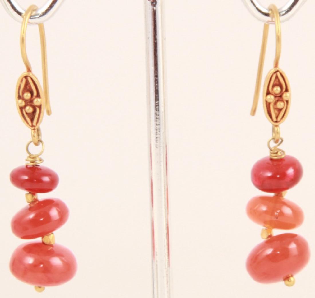 Estate Pair of 22kt Yellow Gold & Agate Earrings (1 of 3)