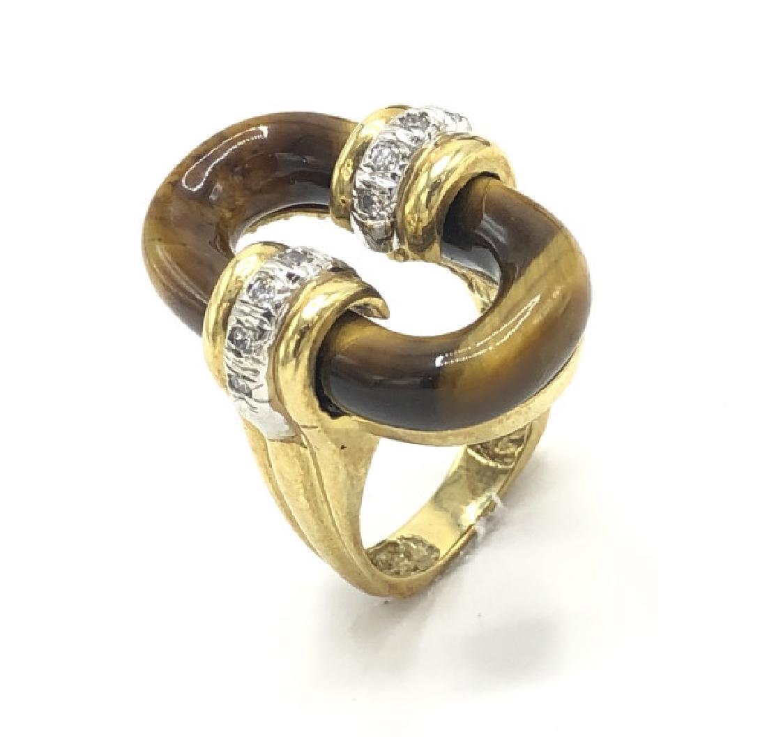 Estate 18kt Gold Diamond & Tiger's Eye Ring (1 of 5)