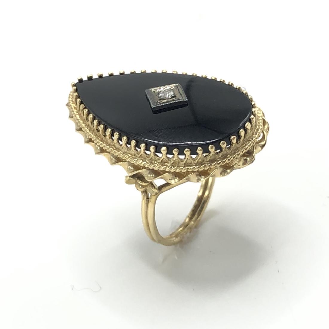 Large Vintage 14kt Yellow Gold Diamond Onyx Ring (1 of 3)