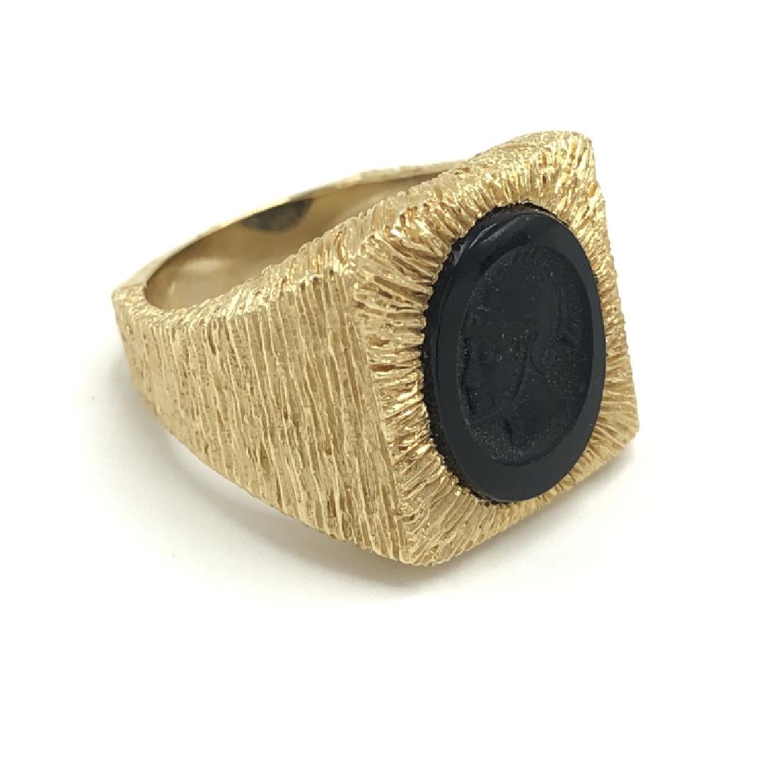 Estate 14kt Yellow Gold & Onyx Intaglio Ring (1 of 6)