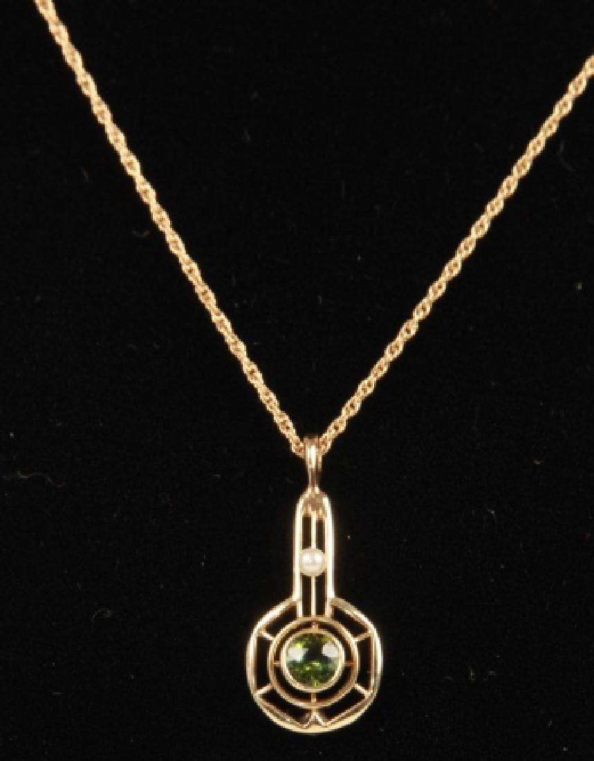 Edwardian Necklace Pendant w 14kt Gold Chain (1 of 8)