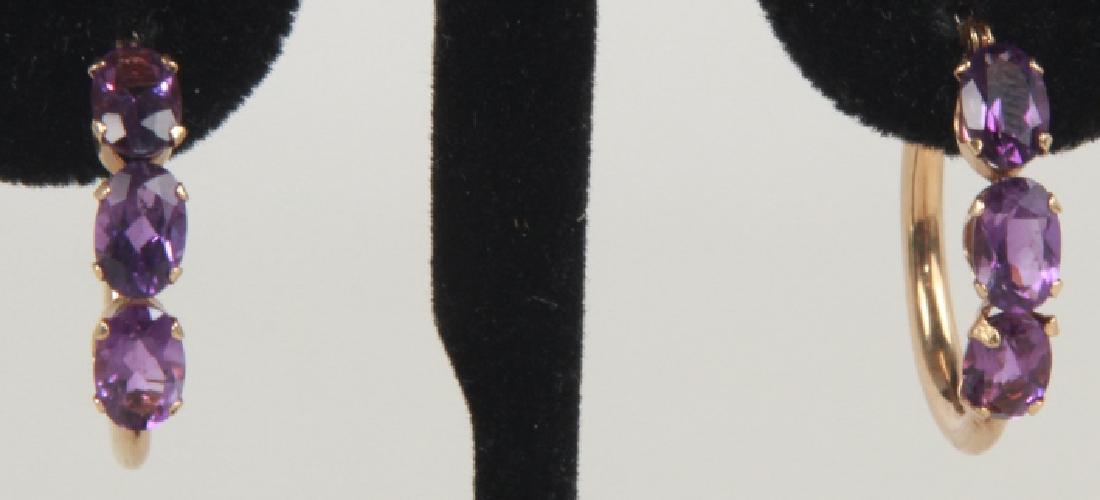 Vintage 14kt Yellow Gold & Amethyst Hoop Earrings (1 of 3)