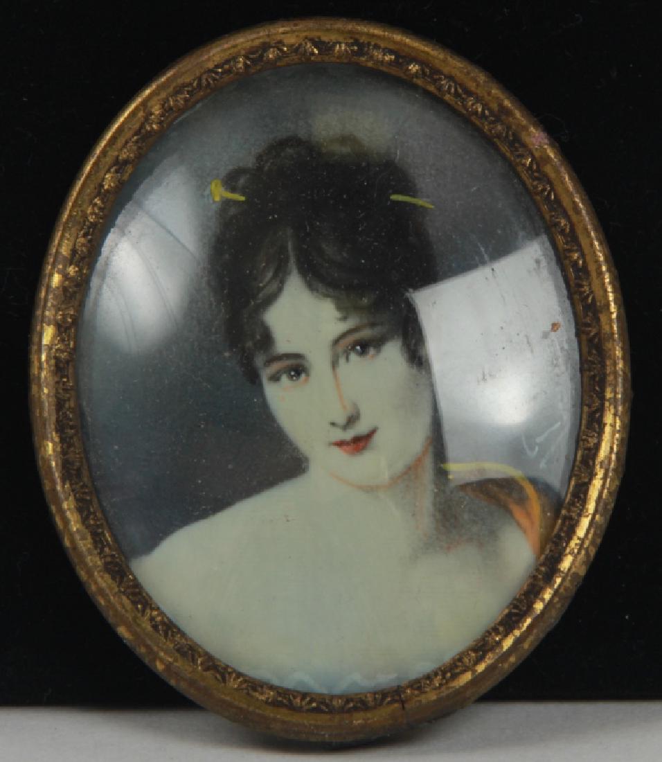 Antique Hand Painted & Signed Portrait Miniature (1 of 2)