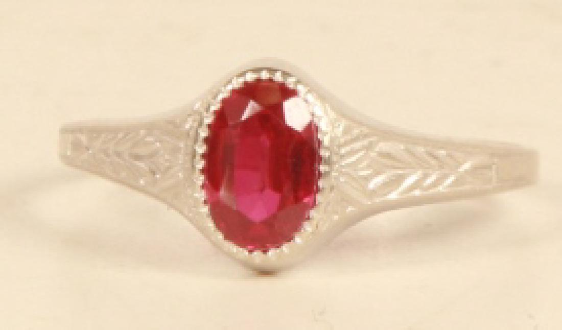 Antique 10kt White Gold Solitaire Ring (1 of 4)