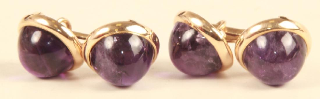 Pair Art Deco 14k Yellow Gold & Amethyst Cufflinks (1 of 3)