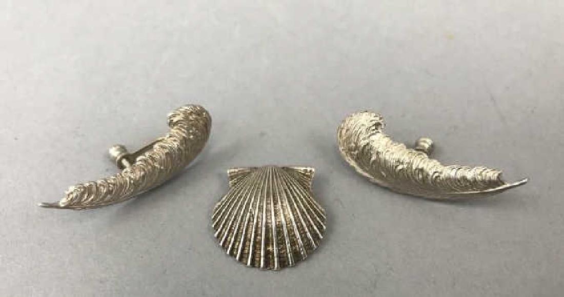 Vintage Sterling Feather Earrings & Shell Pendant (1 of 2)