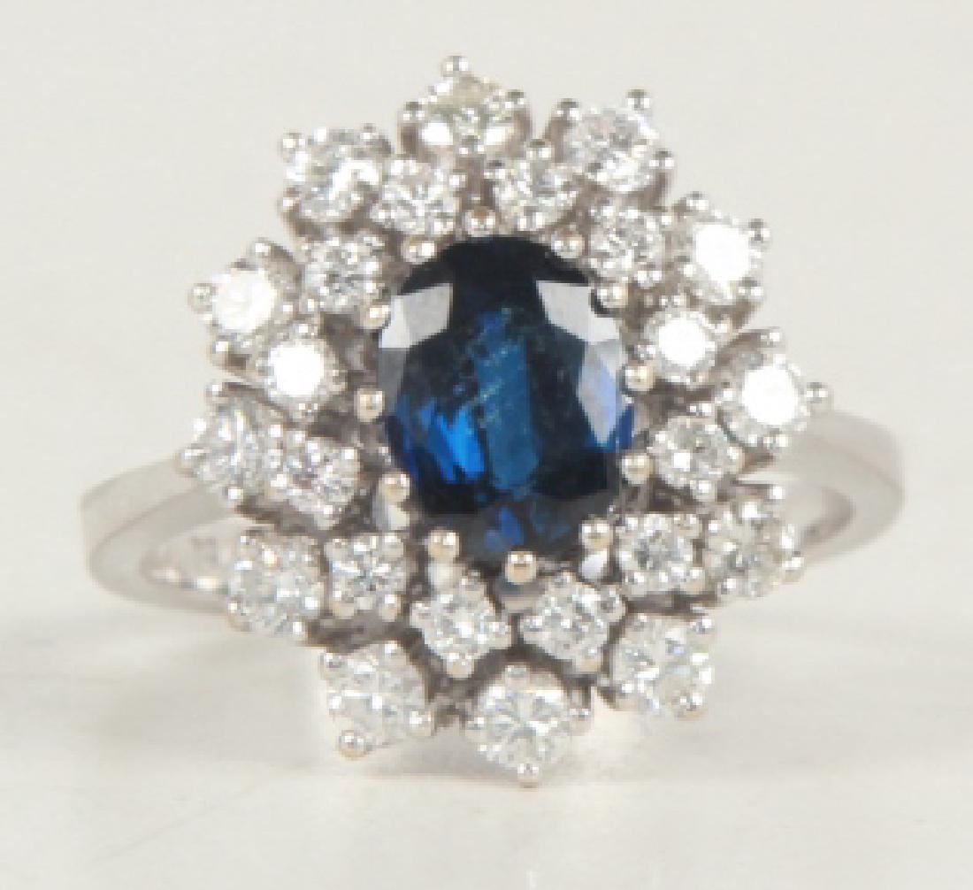 Estate 18k White Gold 1 Ct Sapphire & Diamond Ring (1 of 4)