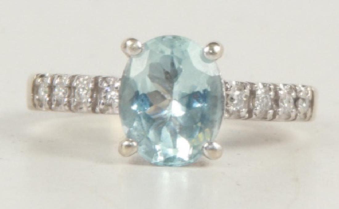 Estate 14kt White Gold Diamond & Topaz Ring (1 of 4)