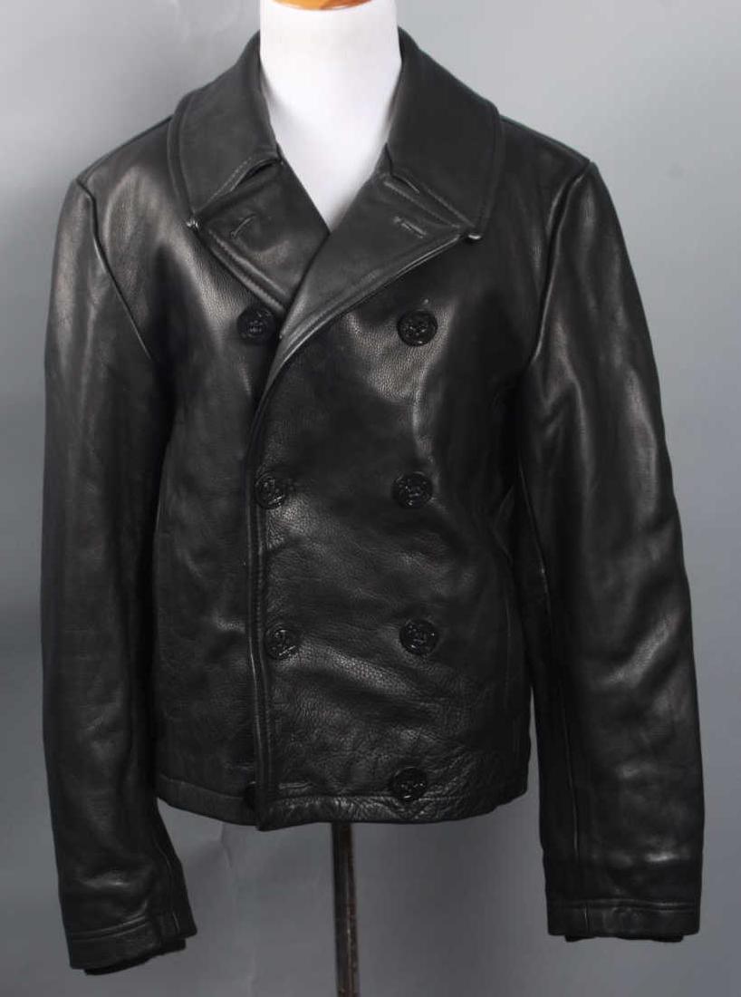 Vintage Black Leather Bomber Jacket (1 of 4)