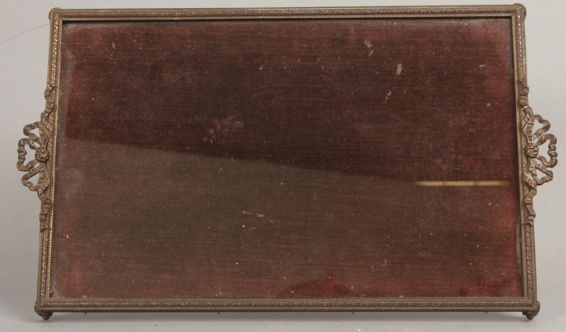 Antique 19th C Ormolu Velvet & Glass Top Tray (1 of 6)