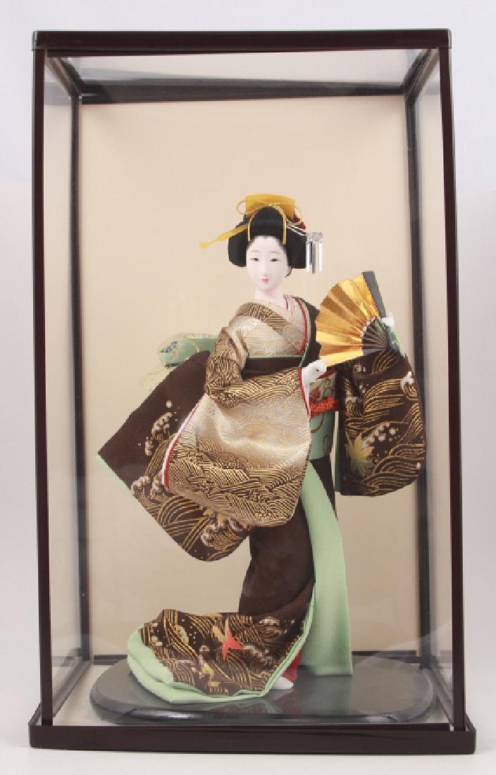 Japanese Geisha Figurine Doll in Display Case (1 of 9)