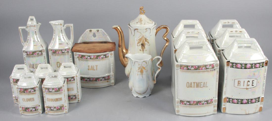 Antique German Lusterware Porcelain Kitchen Set (1 of 14)