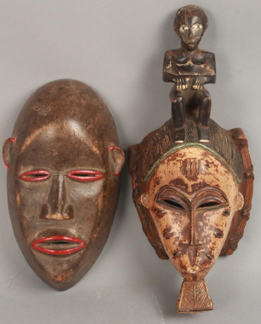2 Hand Carved & Painted African Tribal Masks (1 of 7)