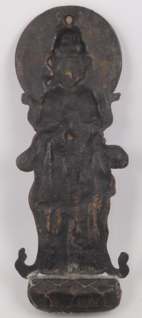 Antique Asian Bronze Female Buddha on Lotus Flower (1 of 5)