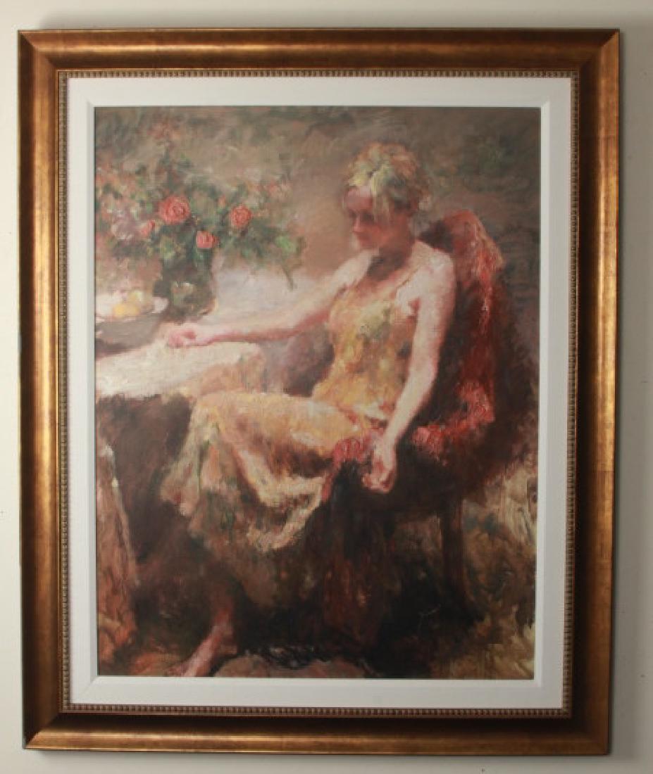 Post Impressionist Style Oil Painting Seated Woman (1 of 9)